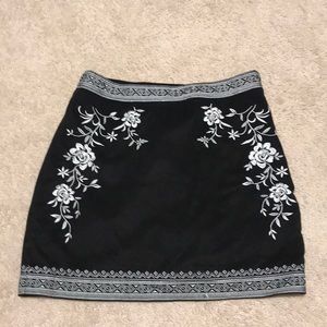 black embroidered skirt
